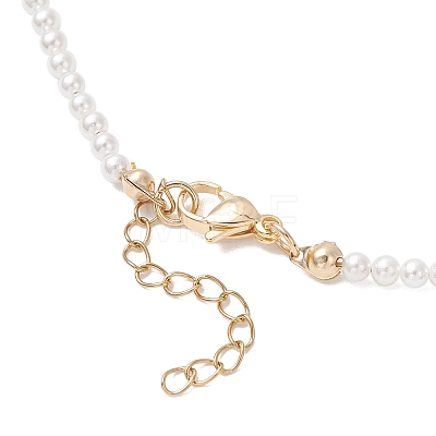 Round Shell Pearl and Electroplated Glass Graduated Beaded Necklaces NJEW-JN05747-1