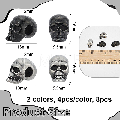 8Pcs 2 Colors Halloween 304 Stainless Steel European Beads STAS-OC0001-41-1