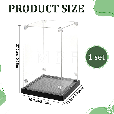 Acrylic Minifigure Display Cases with Black Base ODIS-WH0030-314A-1