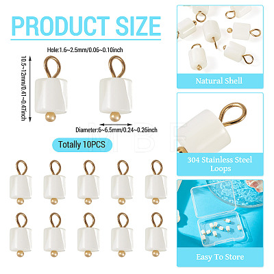 10Pcs Natural Shell Column Charms SHEL-TA0001-38-1