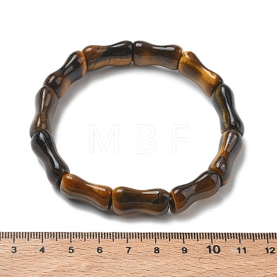 Bamboo Natural Tiger Eye Beads Stretch Bracelets for Women Men BJEW-K304-01K-1