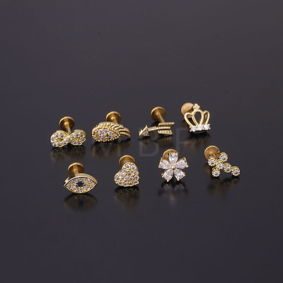 Brass Micro Pave Clear Cubic Zirconia Cartilage Earrings WGF4DCF-14-1