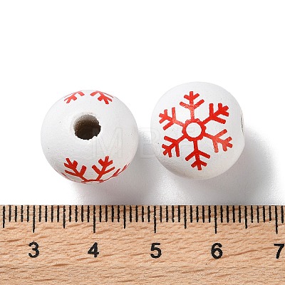 Printed Wood European Beads WOOD-Z002-08D-1