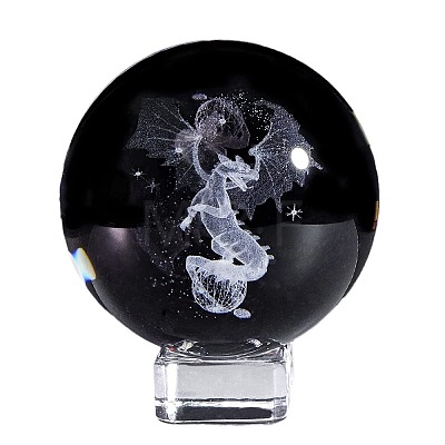 Inner Carving Dragon Glass Crystal Ball Diaplay Decoration PW-WG97B81-01-1