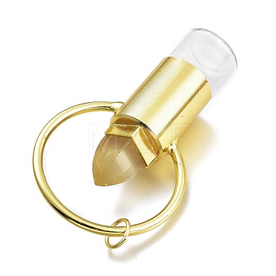 Lipstick Shape Faceted Natural Mixed Gemstone Perfume Bottle Pendants G-I298-02G-1