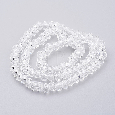 Faceted Imitation Crystal Glass Rondelle Beads X-GLAA-D030-1-1