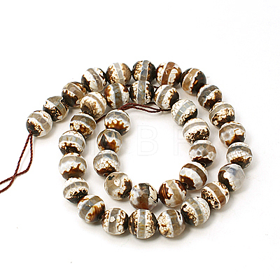 Tibetan Style Striped Pattern dZi Beads TDZI-G002-10mm-10-1