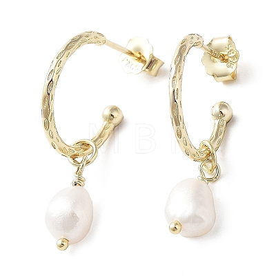 Natural Pearl Dangle Stud Earrings EJEW-P231-30G-1