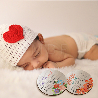 2Pcs 2 Style Single-face Printed Wooden Baby Photo Props DJEW-WH0600-005-1