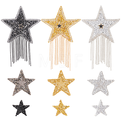 9Pcs 9 Style Star Hotfix Rhinestone DIY-FG0003-84-1