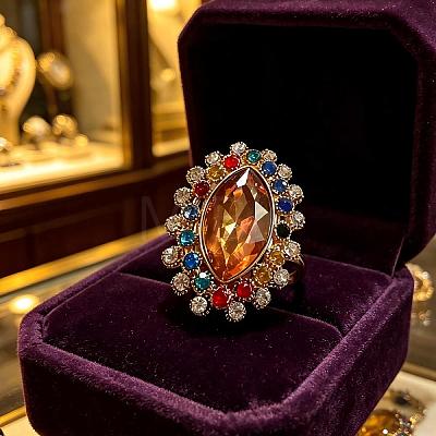 Zinc Alloy Glass Finger Rings UG8757-13-1