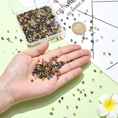 1200Pcs 15 Styles Iron and Brass Crimp Beads FIND-YW0004-74-1