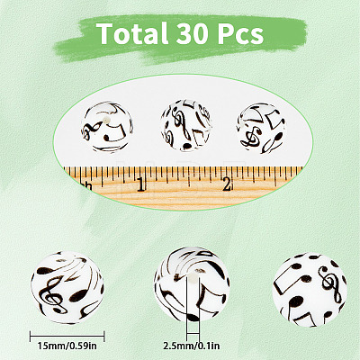 30Pcs Printed Silicone Focal Beads SIL-SC0001-73-1