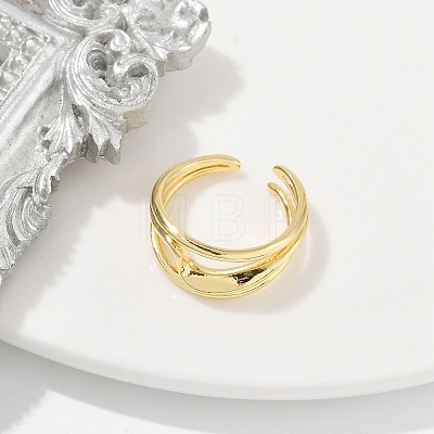 Rack Plating Brass Cuff Rings for Women RJEW-M028-57G-1