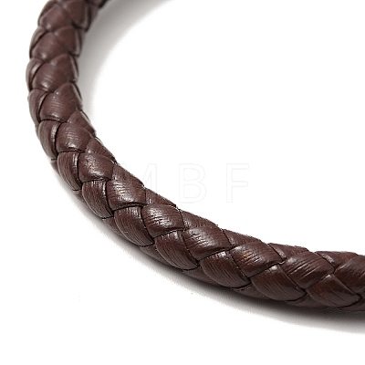Leather Braided Cord Bracelet with 304 Stainless Steel Magnetic Column Clasps for Men Women BJEW-C021-02-P-1