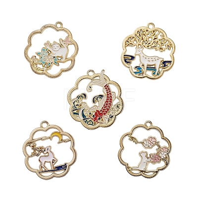 Golden Plated Alloy Enamel Pendants ENAM-CJ0001-62-1