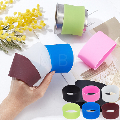 Gorgecraft 6Pcs 6 Colors Silicone Nonslip Heat Resistant Reusable Cup Sleeve SIL-GF0001-08-1