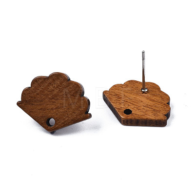 Walnut Wood Stud Earring Findings MAK-N032-014-1