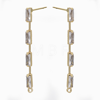 Brass Clear Cubic Zirconia Stud Earring Findings LS-KK-N232-13-NF-1