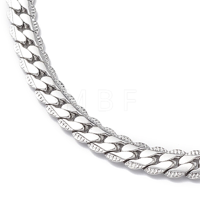 304 Stainless Steel Cuban Link Chain Necklace for Men Women NJEW-E093-03P-01-1