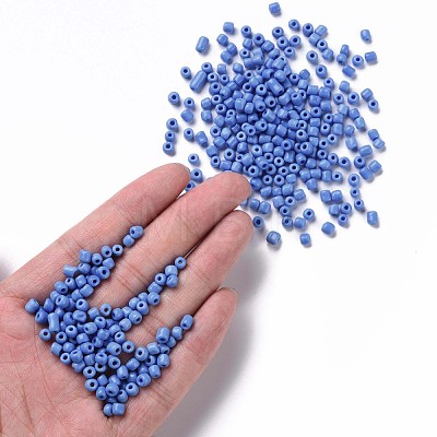 6/0 Opaque Colours Round Glass Seed Beads X-SEED-A010-4mm-43B-1