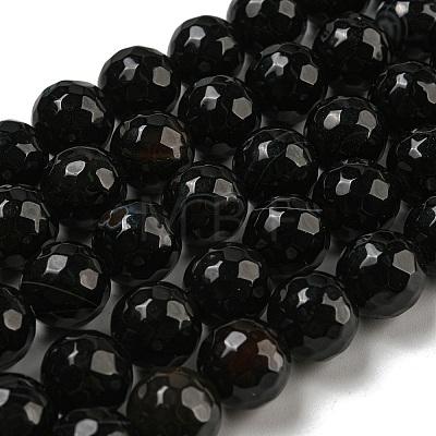 Natural Black Agate Round Beads Strand G-L084-10mm-28-1