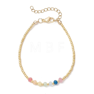 Chakra Dyed Natural Malaysia Jade Rondelle Beads & Glass Seed Beaded Bracelets for Women BJEW-JB13075-1