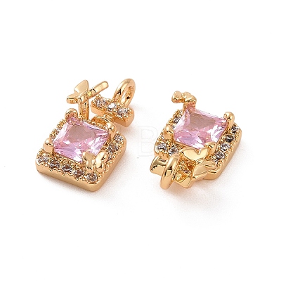 Brass Micro Pave Clear Cubic Zirconia Charms KK-E068-VF220-1