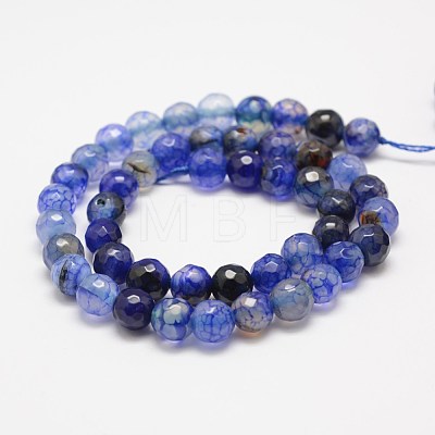 Faceted Natural Dragon Veins Agate Beads Strands X-G-F447-8mm-E01-1