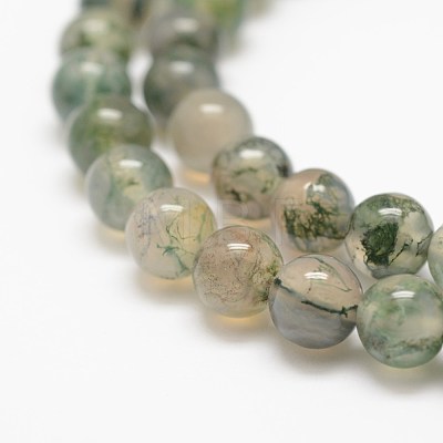 Natural Moss Agate Beads Strands X-G-F453-6mm-1