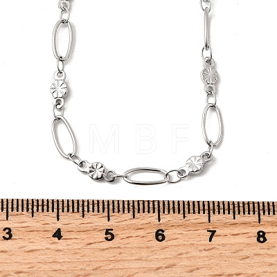 304 Stainless Steel Flower Link Chain Necklaces for Women NJEW-A046-02C-P-1
