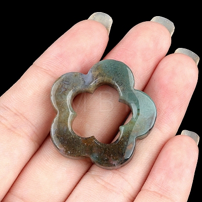 Natural Indian Agate Hollow Flower Pendants PW-WG95796-05-1