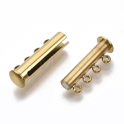 201 Stainless Steel Magnetic Slide Lock Clasps X-STAS-S079-159G-1