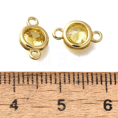 Brass Cubic Zirconia Connector Charms KK-Q043-24G-01-1