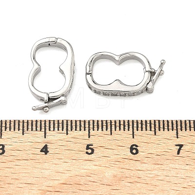 Oval Brass Micro Pave Clear Cubic Zirconia Twister Clasps KK-B170-18P-1
