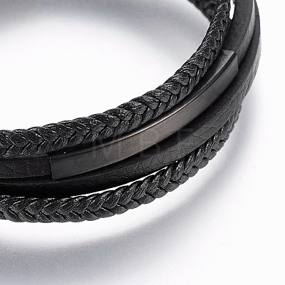 Braided Microfiber PU Leather Cord Multi-strand Bracelets BJEW-K206-H-1