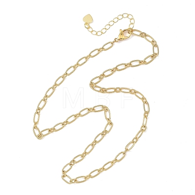 4MM Brass Textured Figaro Chain Necklaces for Women NJEW-JN06140-1