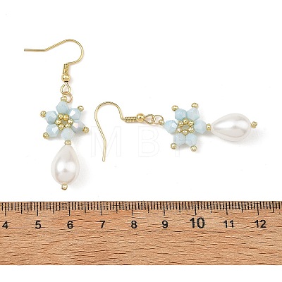 Anti-Tarnish Electroplate Bicone Glass Pearl Teardrop Beads Dangle Earrings EJEW-MZ00765-01-1