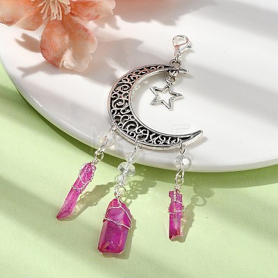 Dyed Natural Quartz Crystal Pendant Decorations HJEW-TA00120-03-1