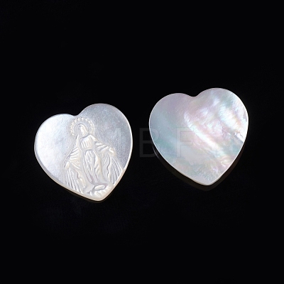 Natural White Shell Cabochons for Religion SSHEL-D083-02-1