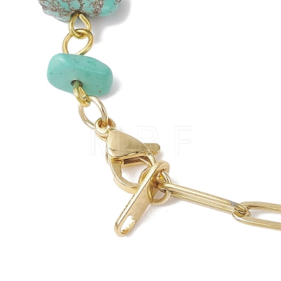 Handmade Synthetic Turquoise Chip Beads & 304 Stainless Steel Paperclip Chain Necklaces NJEW-JN05499-02-1