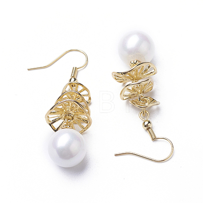 Synthetic Shell Pearl Dangle Earrings EJEW-P179-03G-02-1