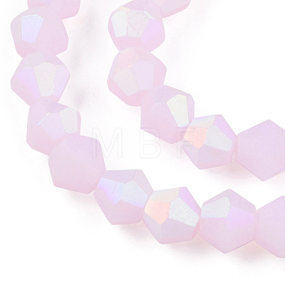 Imitation Jade Bicone Frosted Glass Bead Strands GLAA-F029-JM4mm-A02-1