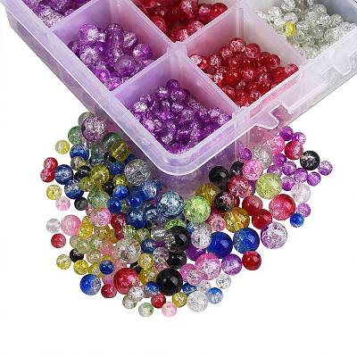 1920Pcs 3 Style Spray Painted Crackle Glass Beads CCG-CJ0001-04-1