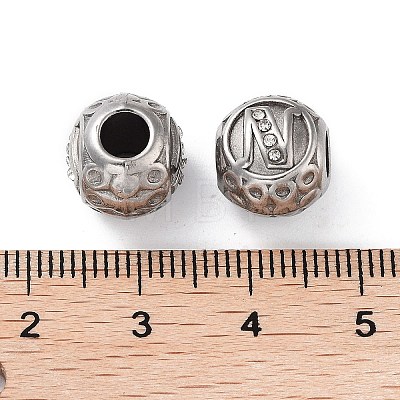 304 Stainless Steel Rhinestone European Beads STAS-A092-10N-P-1