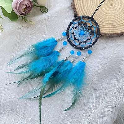 Woven Web/Net with Feather Decorations PW-WG33759-01-1