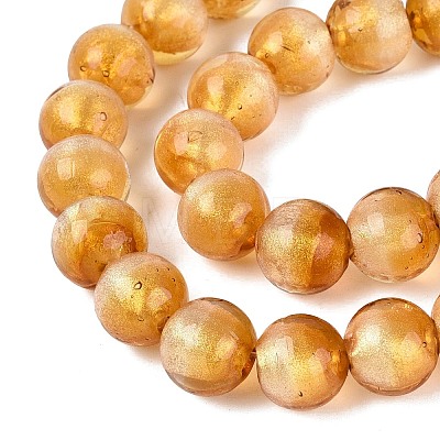 Handmade Lampwork with Gold Powder Beads Strands LAMP-N037-06B-06-1