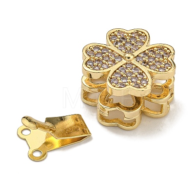 Brass Micro Pave Cubic Zirconia Box Clasps KK-U037-23G-02-1