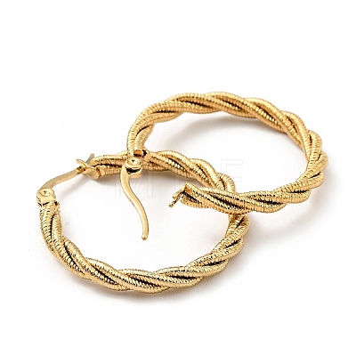 303 Stainless Steel Twist Rope Hoop Earrings with 316 Stainless Steel Pins for Women X-EJEW-F285-38G-1