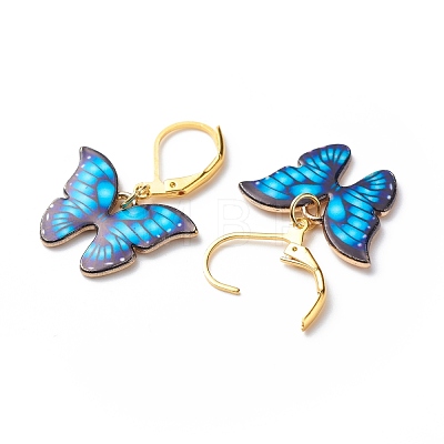 Alloy Enamel Butterfly Dangle Leverback Earrings EJEW-JE05045-1